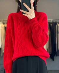 Merino Wool Twist Turtleneck Sweater