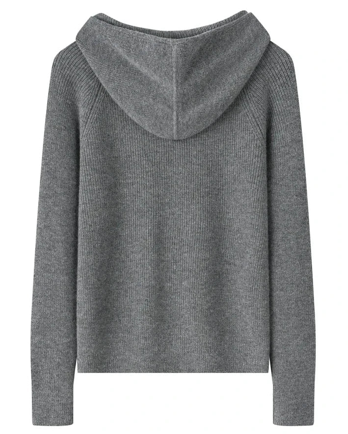 Hooded Cashmere Zip Cardigan