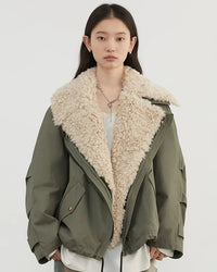 A thick quilted cotton jacket with a turn-down collar, full zip front and loose fit, designed for soft warmth that layers easily from commute to weekend.