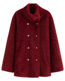 Faux Fur Solid Stand Collar Single-Breasted Loose Thick Coat