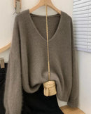 Batik Cashmere V-Neck Loose Sweater