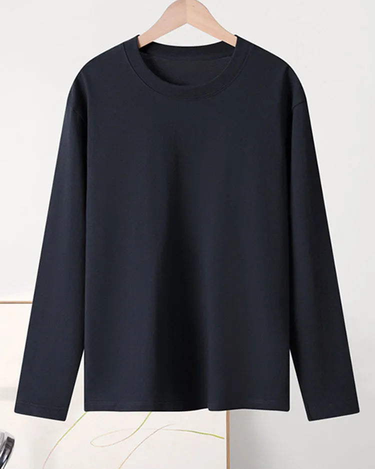 Relaxed Cotton Long Sleeve Essential Tee