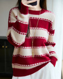 Merino Wool Stripe Block Pullover