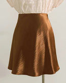 Elastic Waist Satin A-Line Mini Skirt