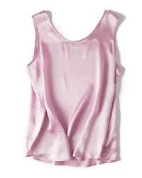 Crew-Neck Sleeveless Silk Top