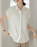 Ruffle-Sleeve Single-Breasted Shirt