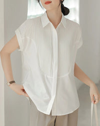 Ruffle-Sleeve Single-Breasted Shirt
