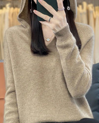 Soft Wool Knit Hooded Pullover Sweater