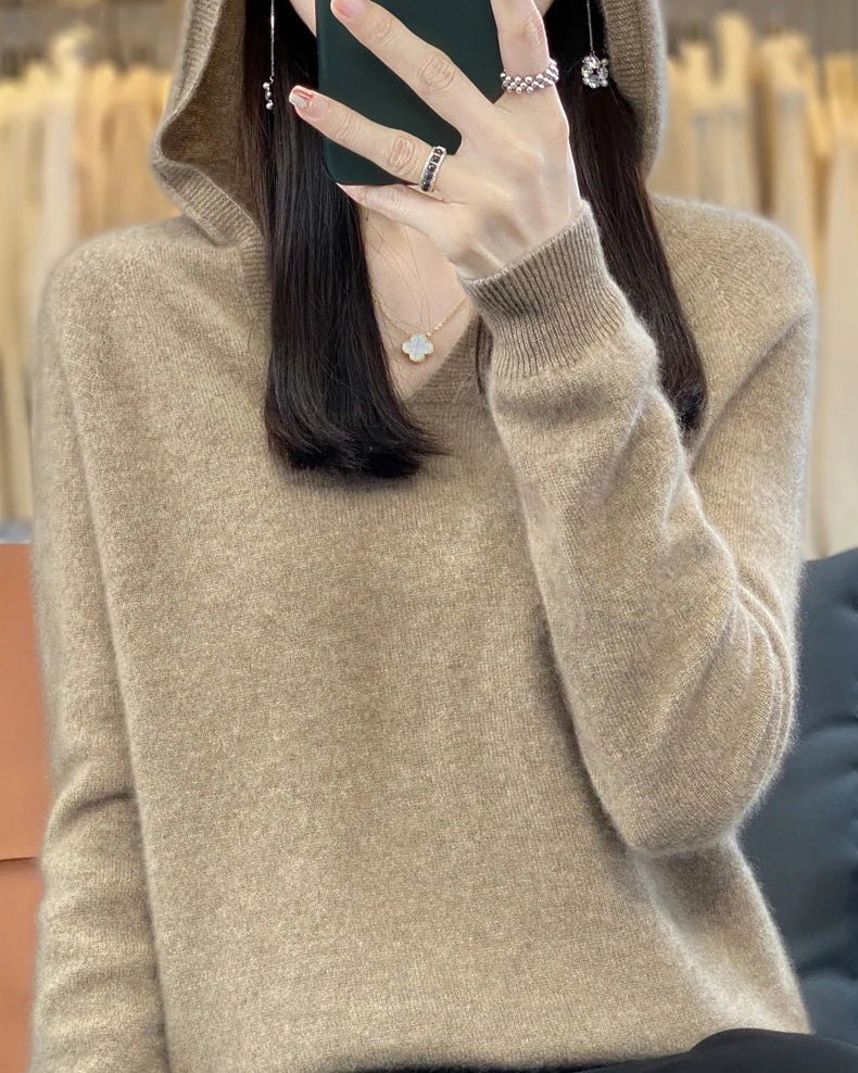 Soft Wool Knit Hooded Pullover Sweater