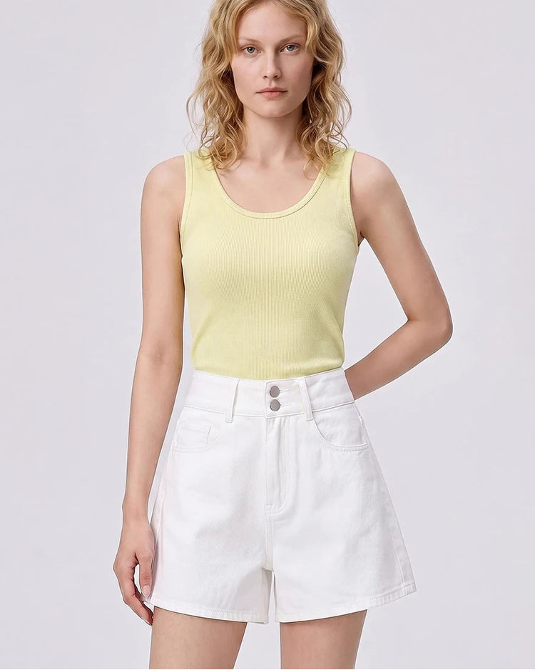 Relaxed High-Waist Denim Shorts