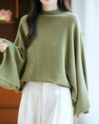Relaxed Wool Mock Neck Sweater