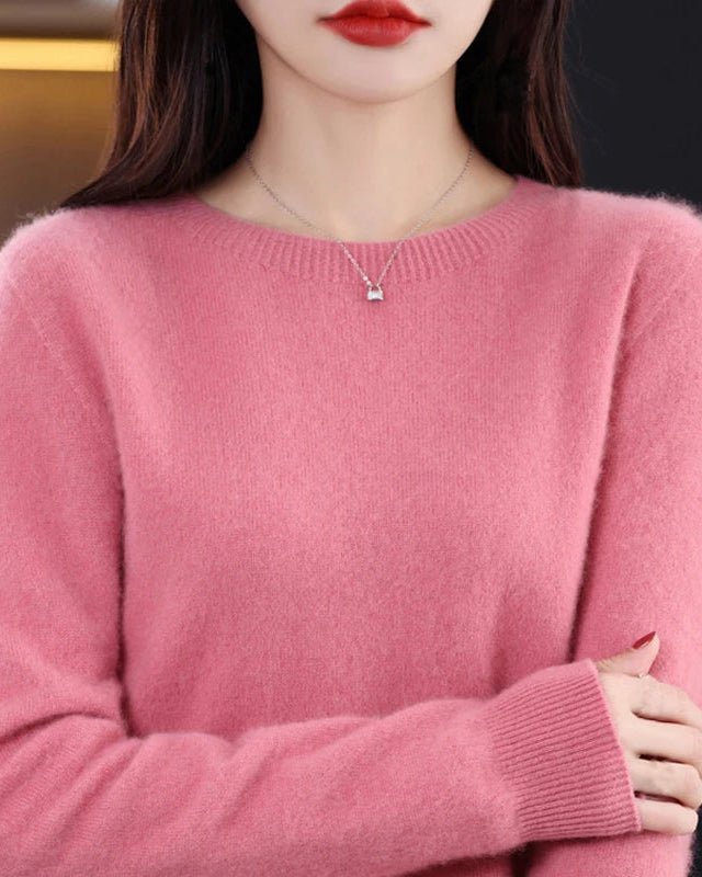 Wool Crew Neck Long-Sleeved Pullover Sweater