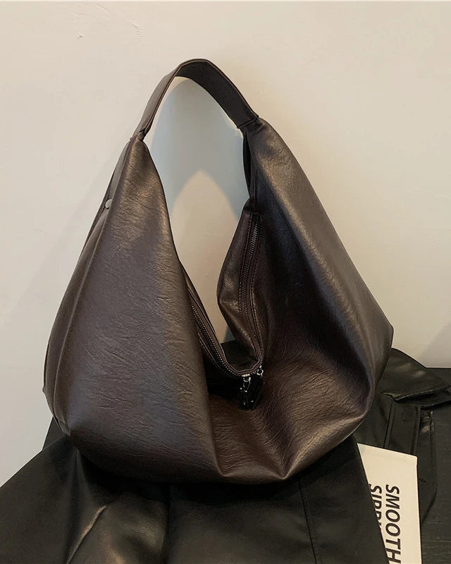 Soft Leather Hobo Shoulder Tote