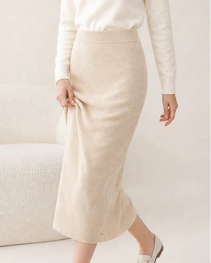 Cashmere A-Line Midi Skirt