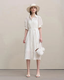 Casual Loose Embroidered A-Line Belted Long Skirt