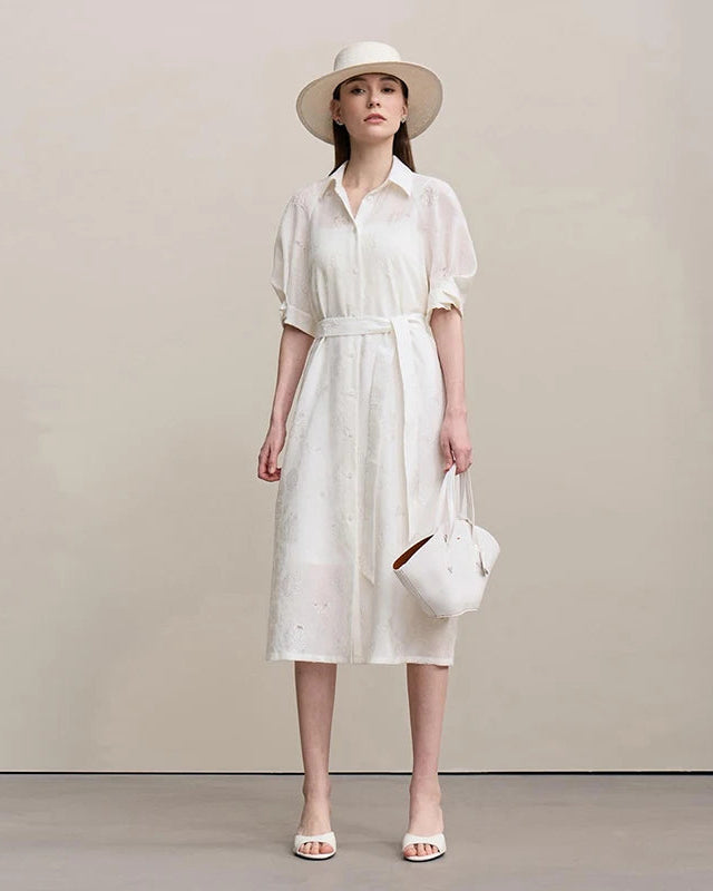 Casual Loose Embroidered A-Line Belted Long Skirt