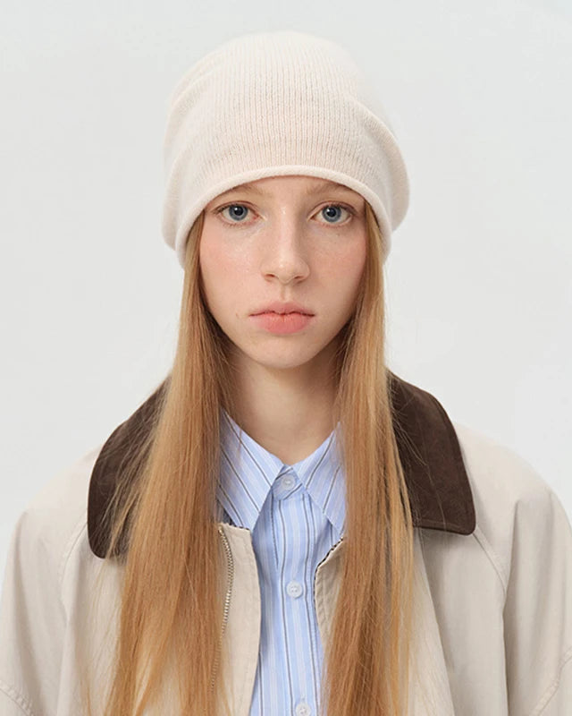 Rolled-Edge Wool Slouch Beanie