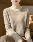 Wool O-Neck Hollow-Out Pullover Sweater
