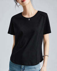 Knitted Mercerized Cotton Crew-Neck T-Shirt