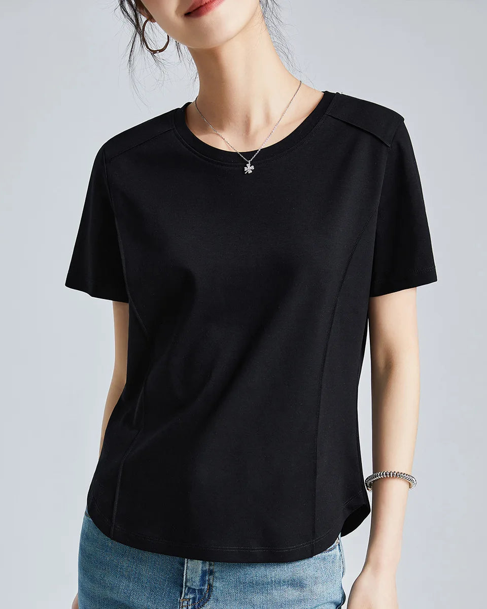 Knitted Mercerized Cotton Crew-Neck T-Shirt