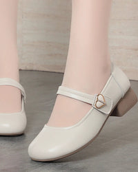 Women's Genuine Leather Mid-Heel Shoes