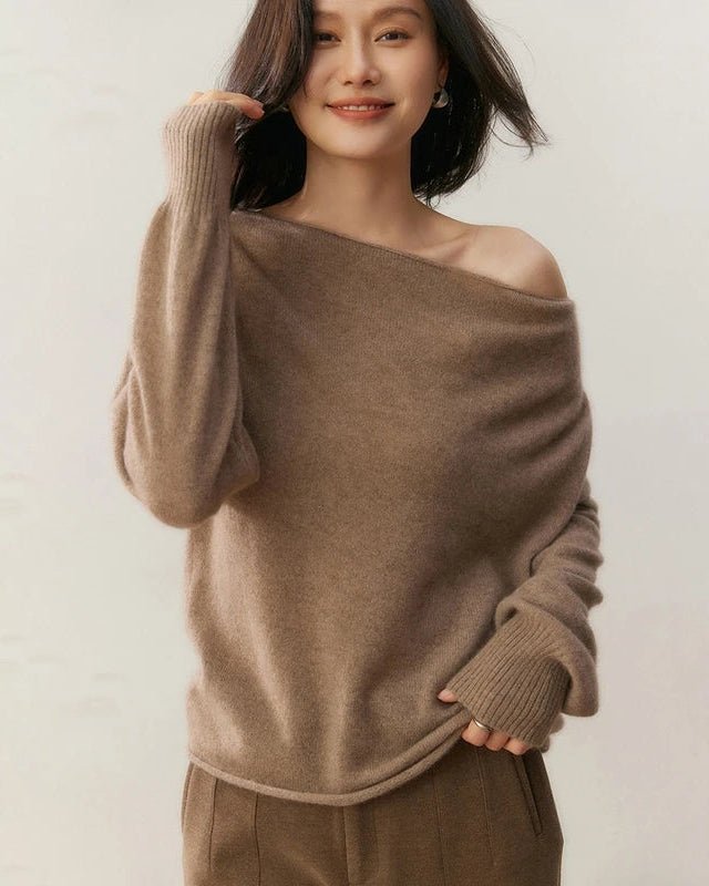 Casual Cashmere Irregular Neckline Sweater