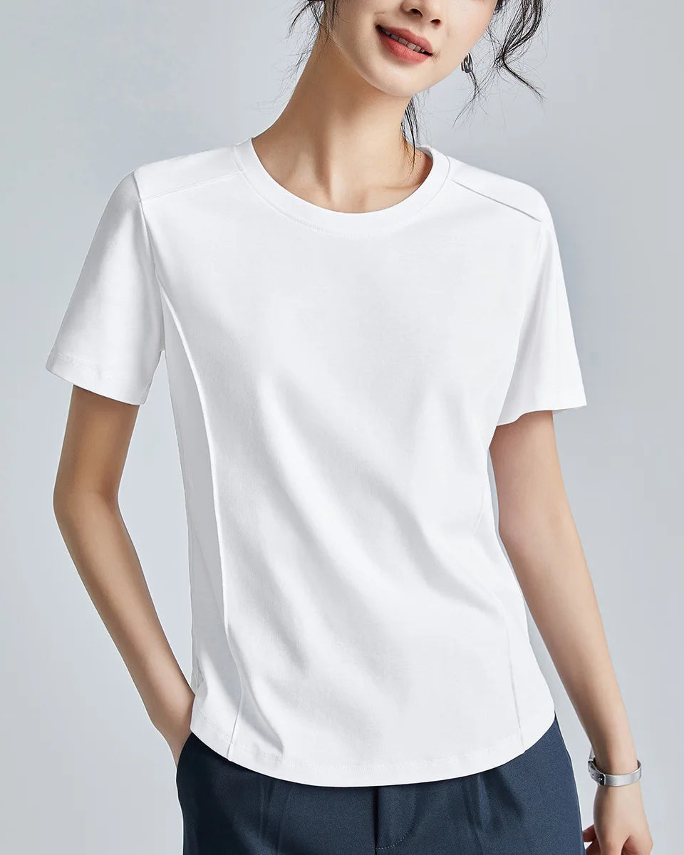 Knitted Mercerized Cotton Crew-Neck T-Shirt