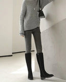 Suede Zip Knee Plush-High Boots