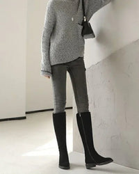 Suede Zip Knee Plush-High Boots