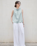 Casual Sleeveless Stand-Up Collar Fashion T-Shirt