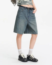 Loose-Fitting Hip-Covering Slimming Denim Shorts