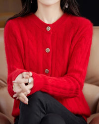 Mink Cashmere Cable Knit Cardigan