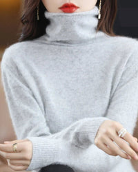 Pure Mink Cashmere Turtleneck Sweater