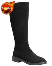 Suede Zip Knee Plush-High Boots