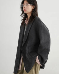 Wool-Blend Double-Breasted Midi Overcoat