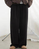 Plush Pleated Wide-Leg Trousers