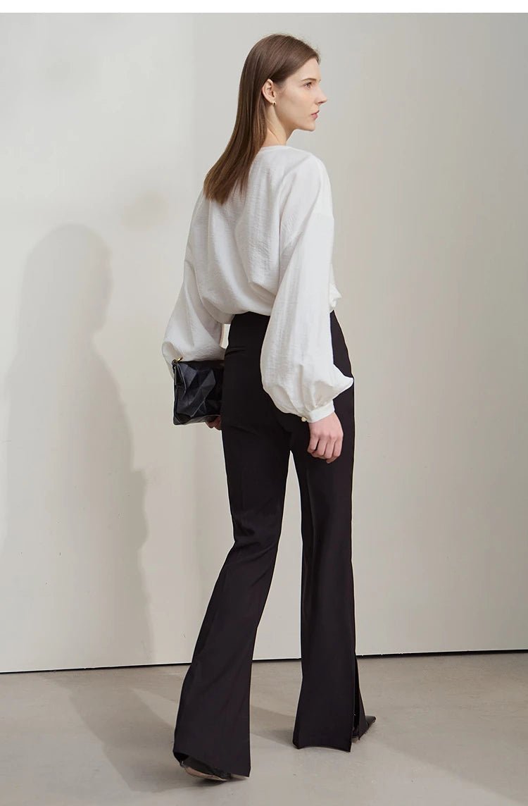 V-Neck Lyocell Loose Casual Blouse