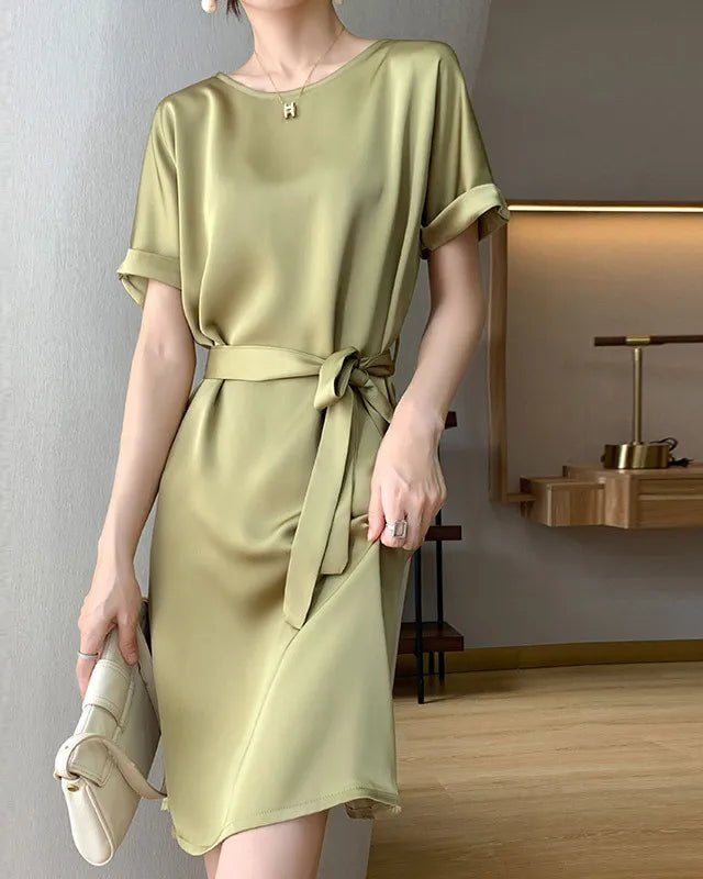 Acetate Silk Drape Satin Dress