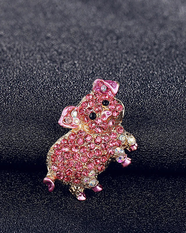 Vintage Pink Pig Brooch