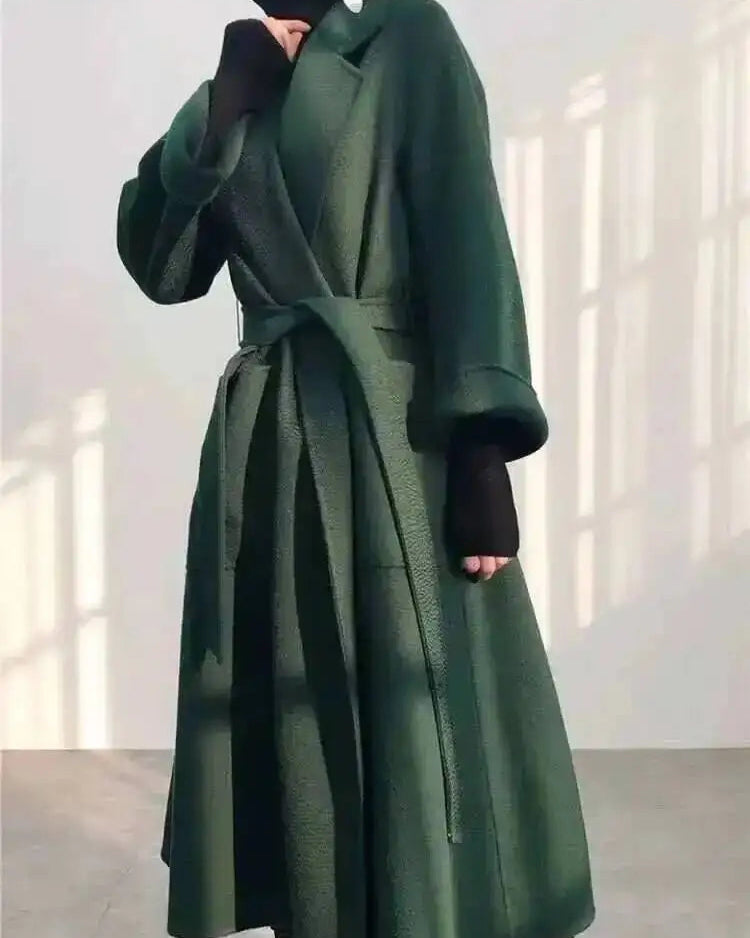 Belted Wool-Blend Wrap Coat