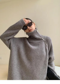 Oversize Asymmetrical Zip Knitted Sweater