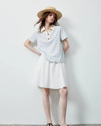 Vintage Stripe Hollow Polo Tee