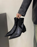 Stylish Square-Heeled Pointed-Toe Ankle Boots
