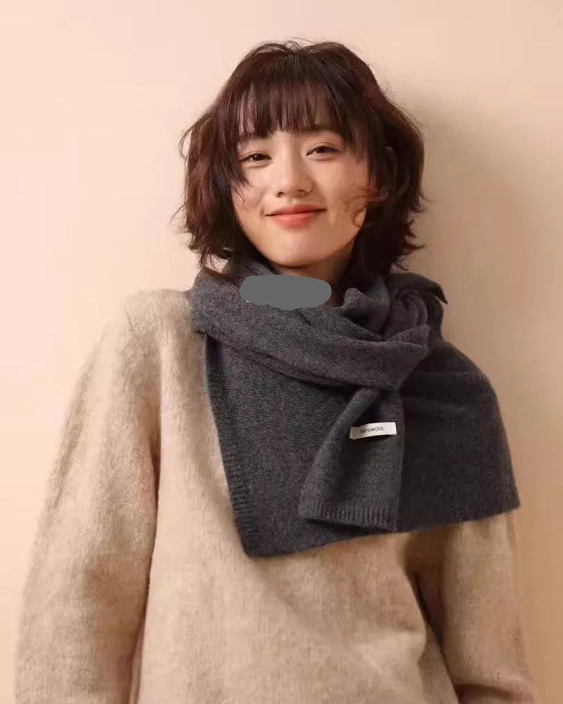 Knit Wool T-Shape Shawl Scarf