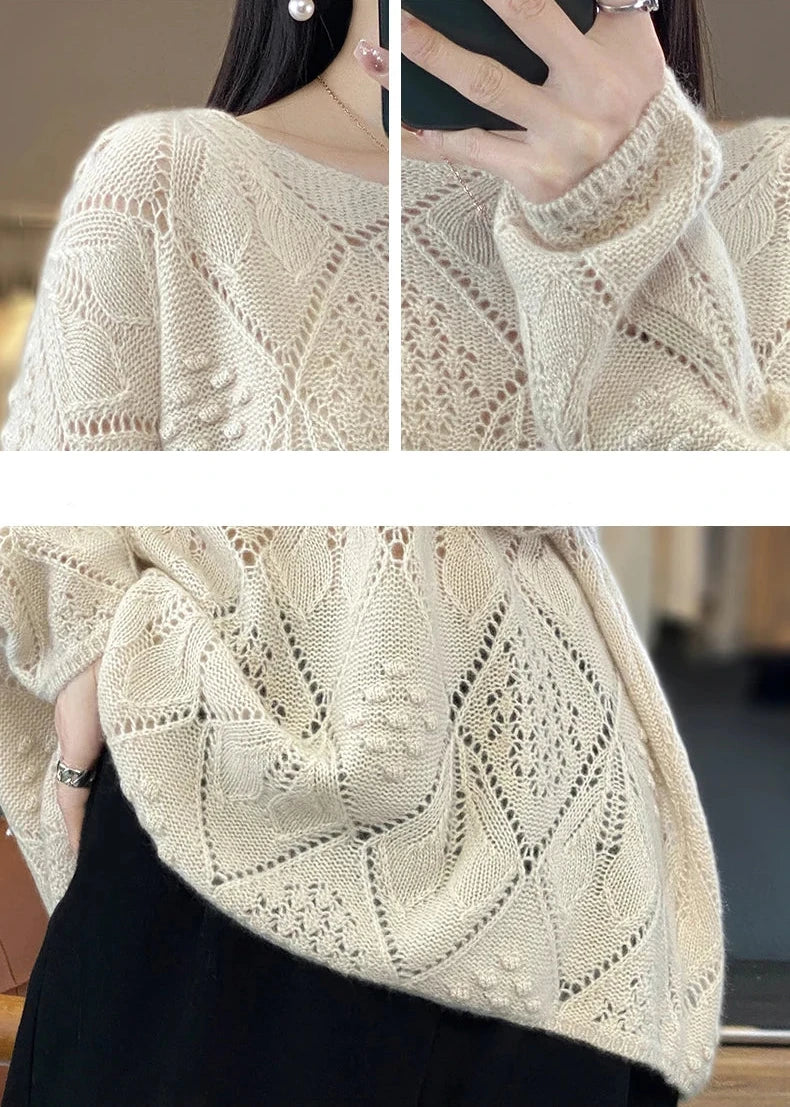 Crochet Hollow Knit Wool Sweater