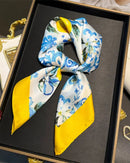 Floral Print Satin Square Scarf