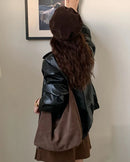 Large Faux Suede Casual Tote