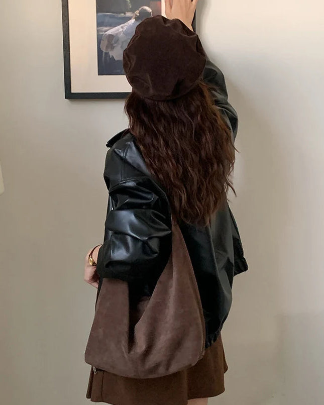 Large Faux Suede Casual Tote