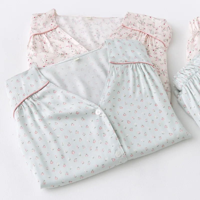 Long-sleeved Shirt & Pants Satin Pajamas Set