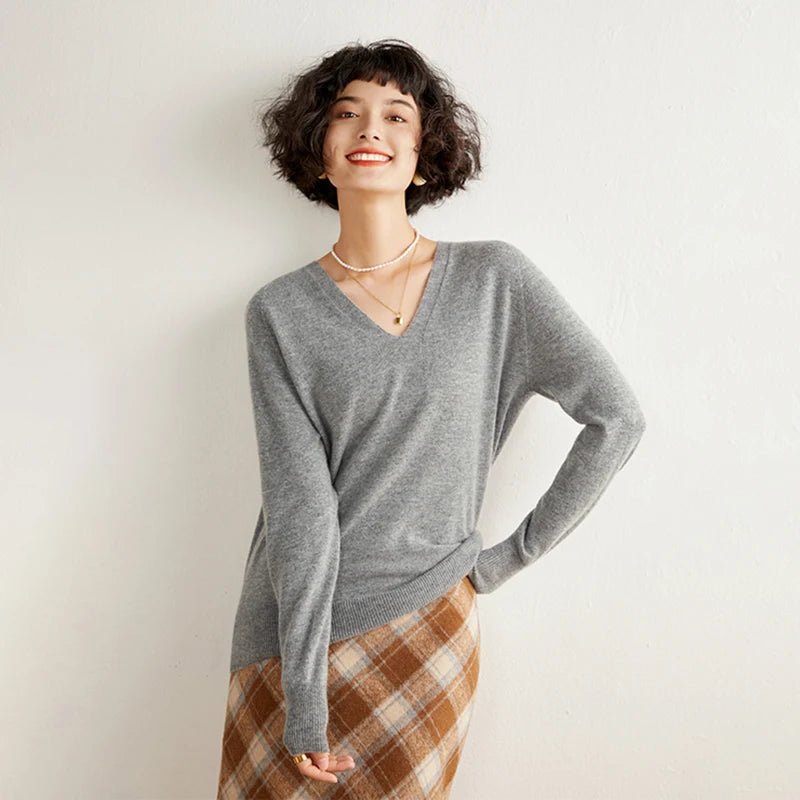 V-Neck Cashmere Pullover Sweater